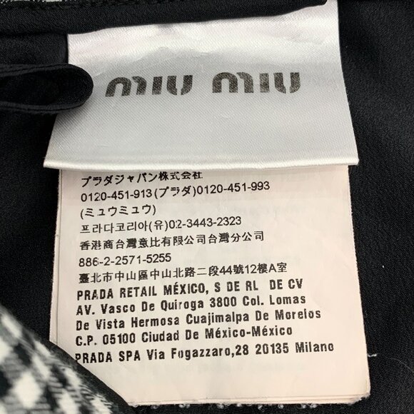 Miu Miu Womens Black & White Houndstooth Check Skirt With Pink Logo Embroidery S - Picture 2 of 9